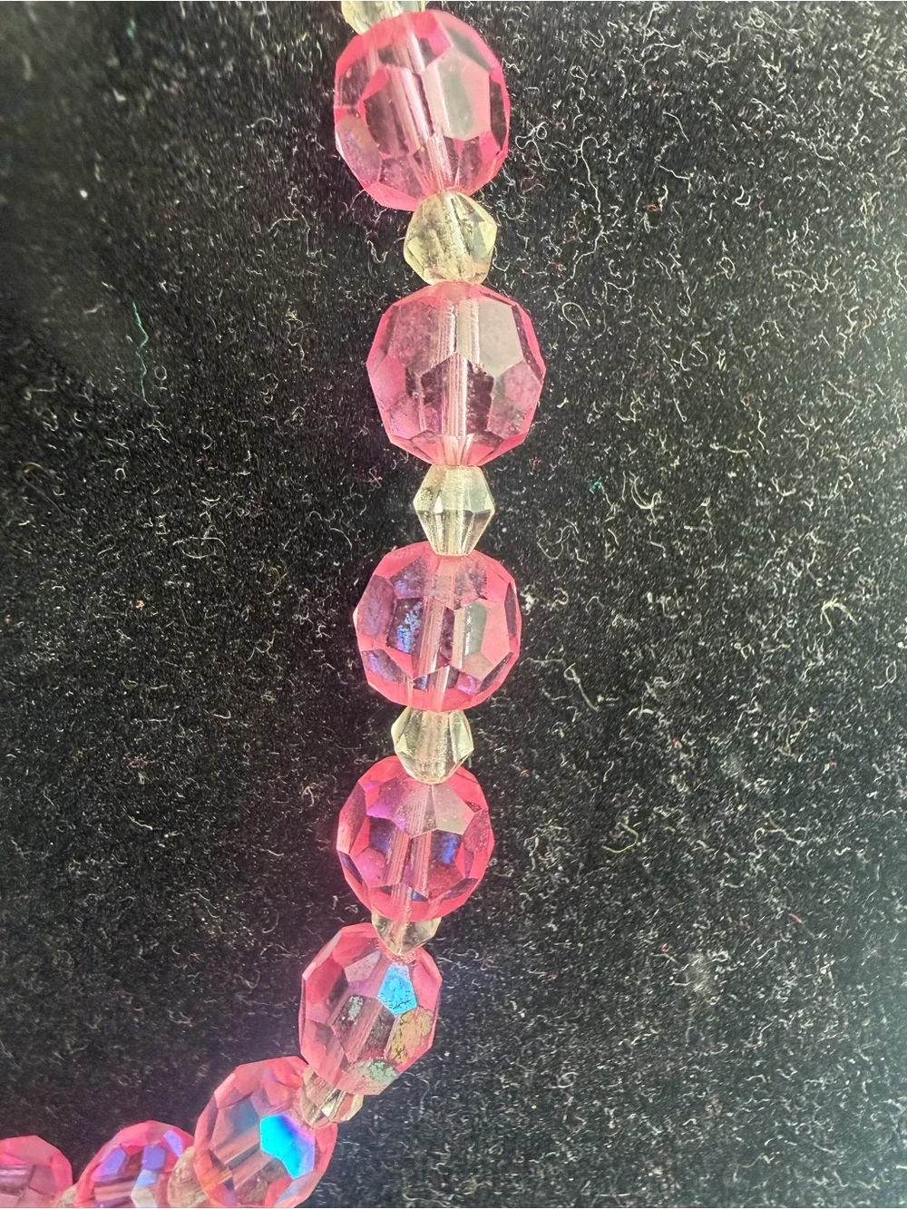 Vintage Y2K Pink Crystal Bead Necklace - Women's Jewelry